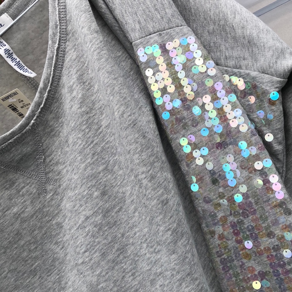 NWT XXL iridescent sequined gray sweatshirt CUTE